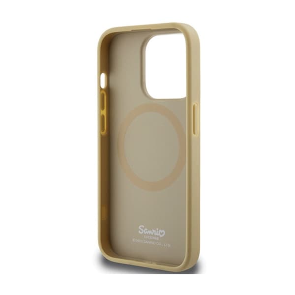 Hello Kitty Læder Kitty Hoved MagSafe - iPhone 15 Pro Max Etui (guld)