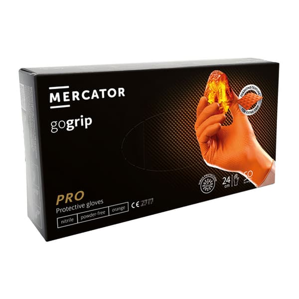 Nitrilhandskar M orange Mercator Gogrip 50 st