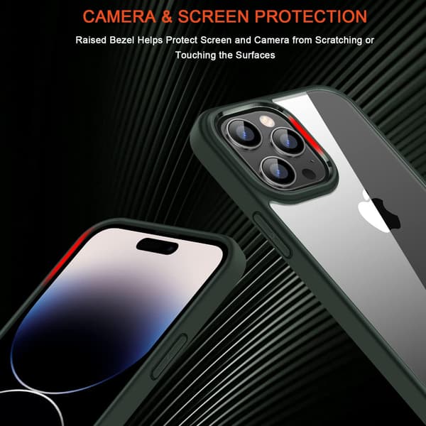 ETUI TIL APPLE IPHONE 14 PRO MAX SILIKONE GRØN RAMME + HÆRDET GLAS