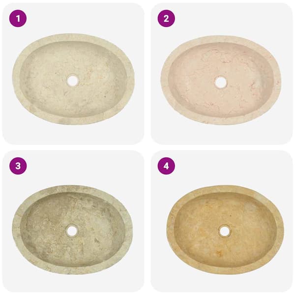 vidaXL Handfat, Creme, 53x40x15 cm, Marmor