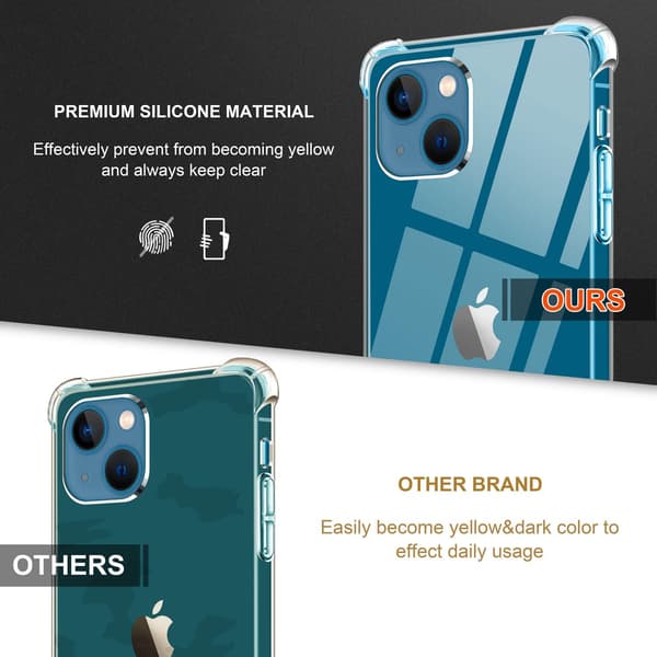 ETUI TIL APPLE IPHONE 13 TRANSPARENT 3X HÆRDET GLAS HOLDBART