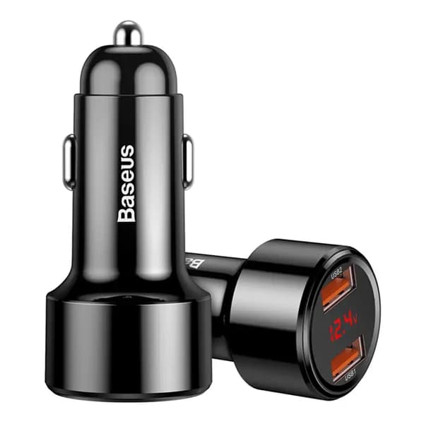 Baseus Magic -autolaturi 2x USB QC 3.0 45W (musta)