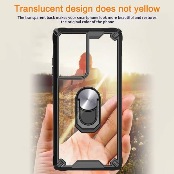 ETUI TIL SAMSUNG GALAXY S21 ULTRA TRANSPARENT SORT RAMME MED RING