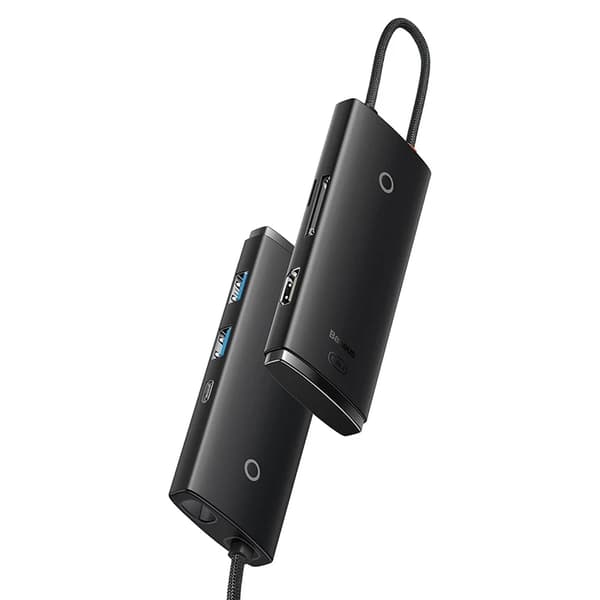 Baseus Lite Series 6-i-1 hub USB-C til 2x USB 3.0 + USB-C PD + HDMI + SD/TF (sort)