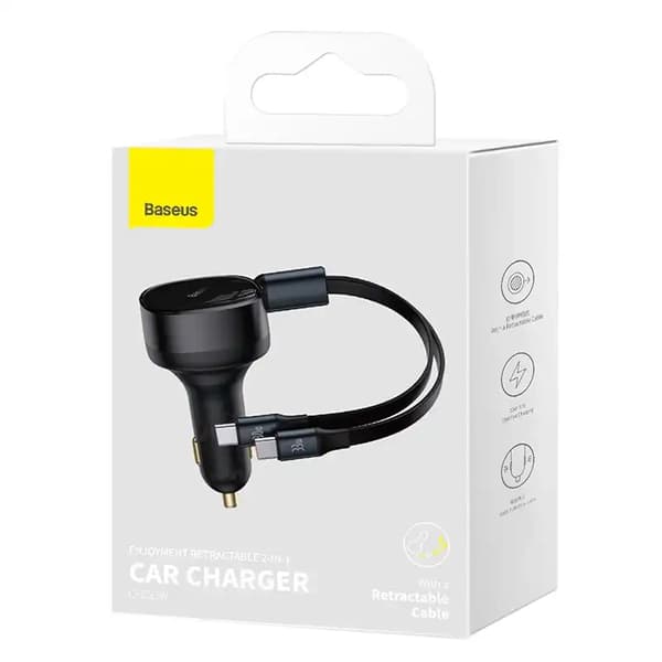 Baseus Enjoyment Biloplader med USB-C Kabler, 33W (Sort)
