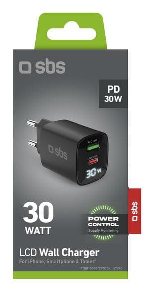 SBS USB-C PD 30W, USB-A 18W seinälaturi