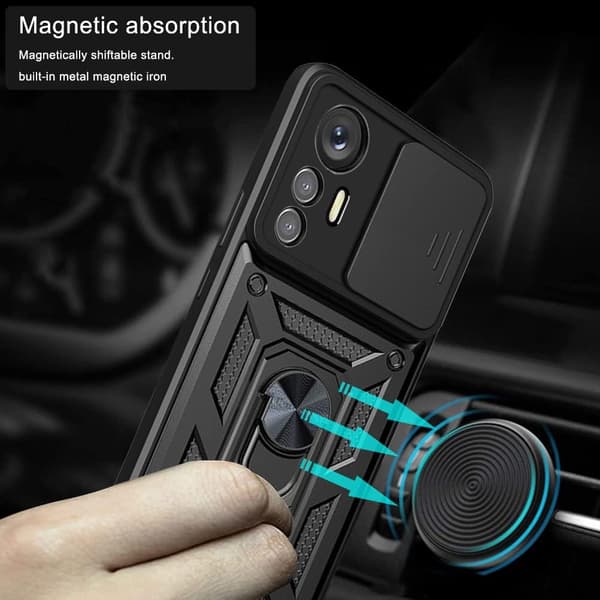 ARMOR ETUI TIL XIAOMI 12 LITE SORT KAMERABESKYTTELSE MED RING
