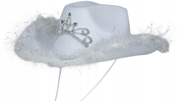 Vit cowboyhattupäls cowboysaappaat möhippa rodeo pallo