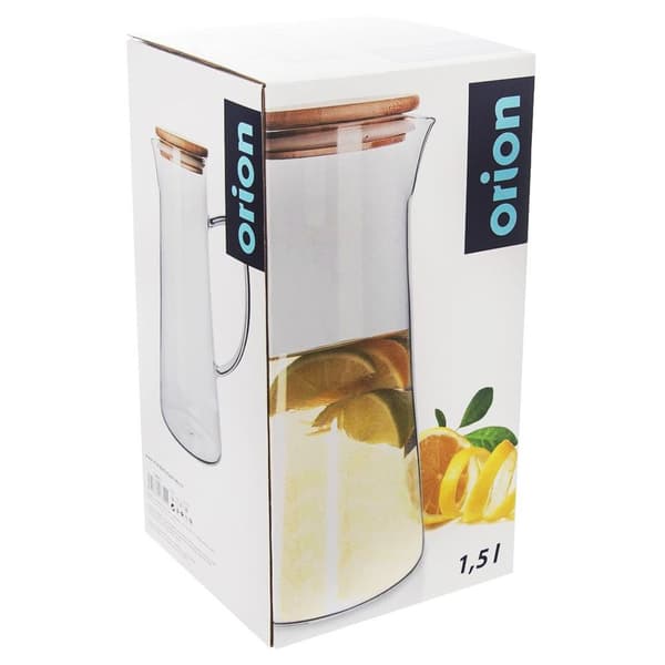 Lasinen kannu bambu kannella 1,35 l