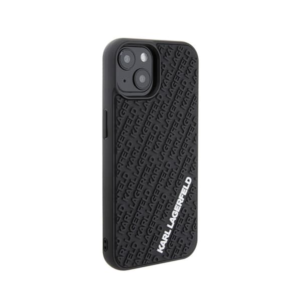 Karl Lagerfeld 3D gummi multilogo - iPhone 15 cover (sort)
