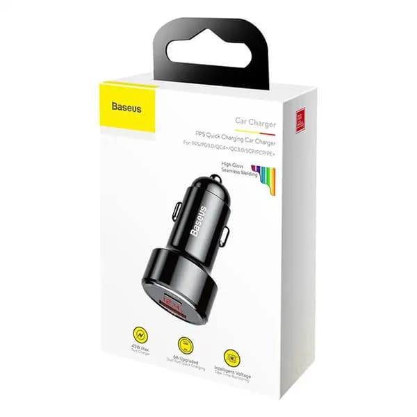 Baseus Magic USB + USB-C QC 4.0 PD 45W Autolaturi (Musta)