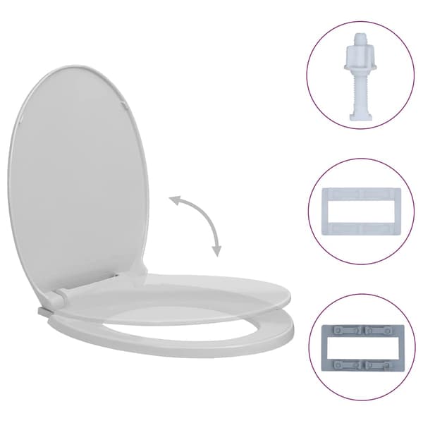 vidaXL Pehmeästi sulkeutuva WC-istuin vaaleanharmaa soikea