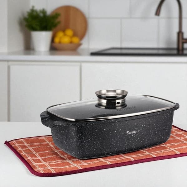 Marmor stegepande 6,5 l låg med aromatiserer E-7051