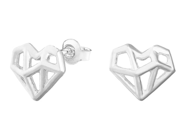Sølv Hjerte Øreringe Origami Hjerter Dame Hjerte Øreringe