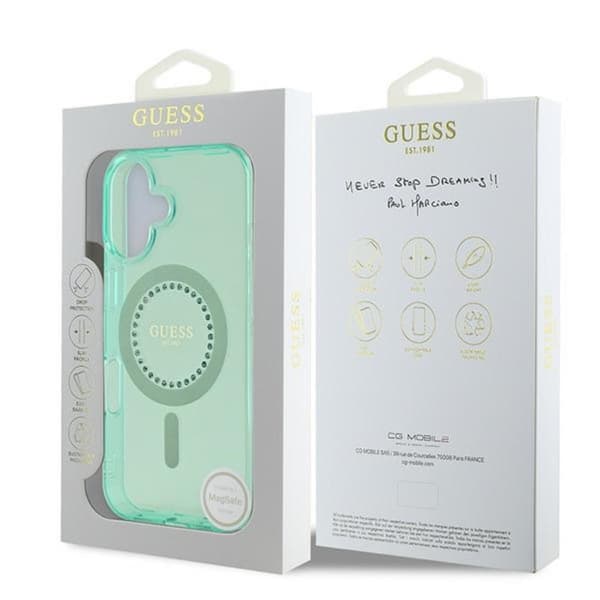 Guess IML Strass MagSafe - iPhone 16 Plus-skal (grönt)