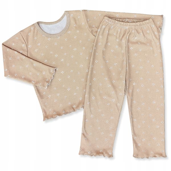BOMULDSPYJAMAS 86 PYJAMAS til PIGER til børneværelset BLOMSTER BEIGE