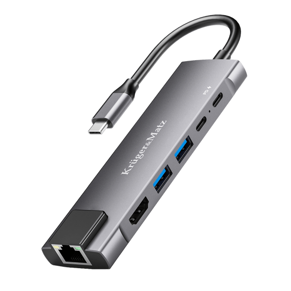 Adapter (HUB) USB typ C till hdmi/2x USB 3.0/2x USB typ C/RJ45