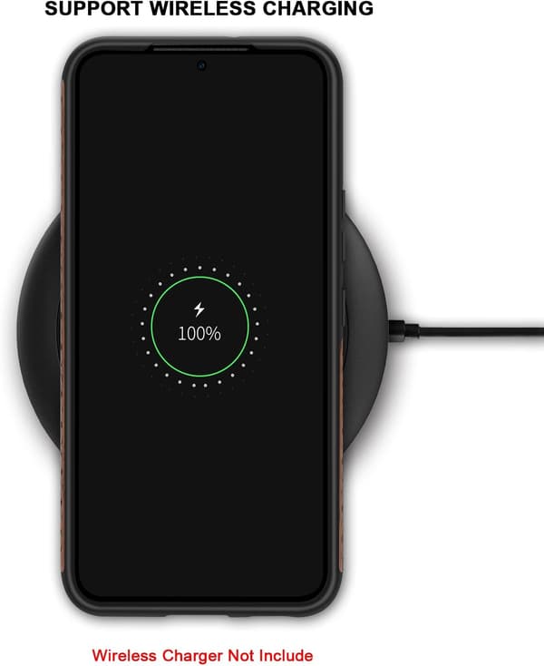 ETUI TIL SAMSUNG GALAXY S22+ BRUN SORT TRÆ PU LÆDER KARBON TENDLIN