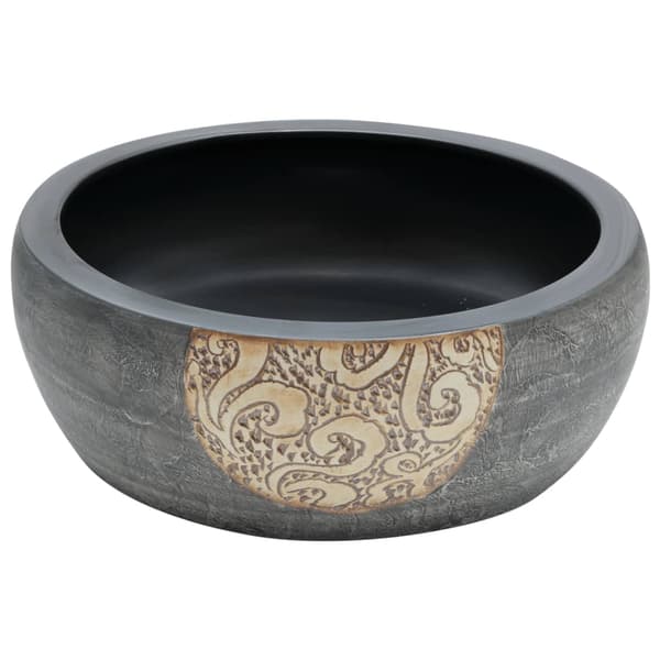 vidaXL bordvask sort og brun rund 41x14 cm