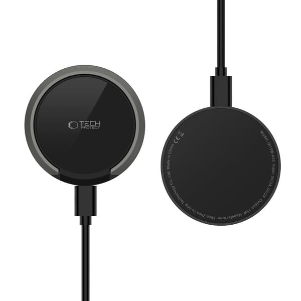 TECH-PROTECT QI15W-A33 MAGNETISK MAGSAFE TRÅDLØS OPLADDER SORT