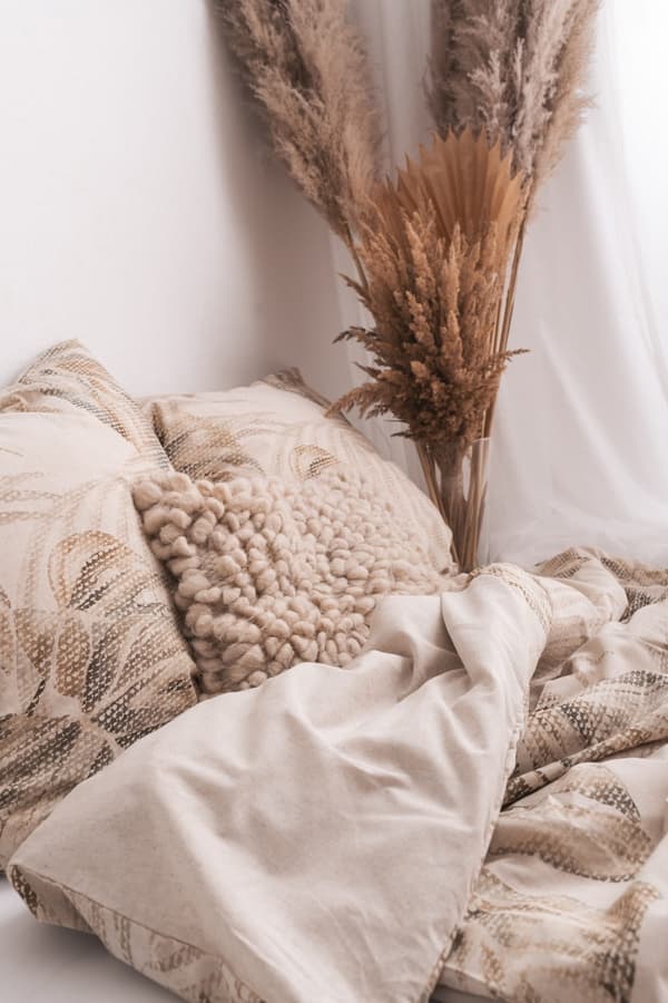 Pellavavuodevaatteet LENEN Print 160x200 Monstera Leaves 01