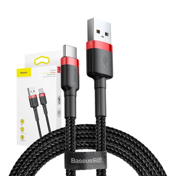 Baseus Cafule 3A USB till USB-C-kabel 0,5 m (röd-svart)