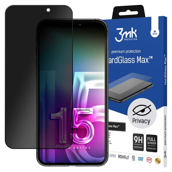 Apple iPhone 15 Plus/16 Plus - 3mk HardGlass Max Privacy Svart