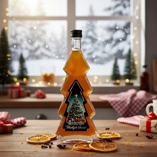 5x JULGRANSFLASKOR 500ml + JULGRANSFLASKOR MED ETIKETT för jullikörer och vin