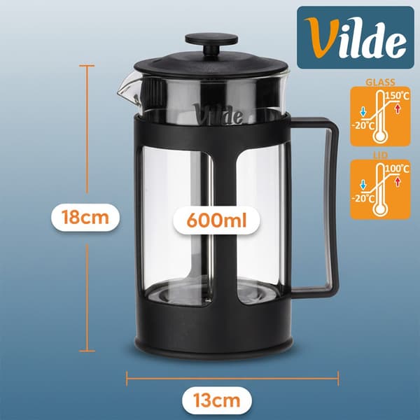 Stempelkande til kaffe og te i glas 600 ml