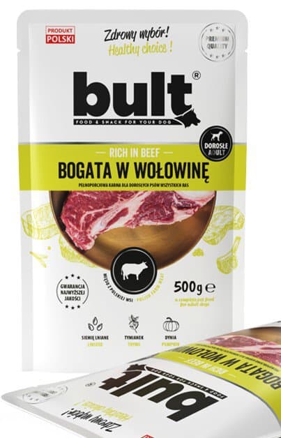 Bult | Våtfoder för hundar - lunchkött | 500g påse - Rik på nötkött 500g