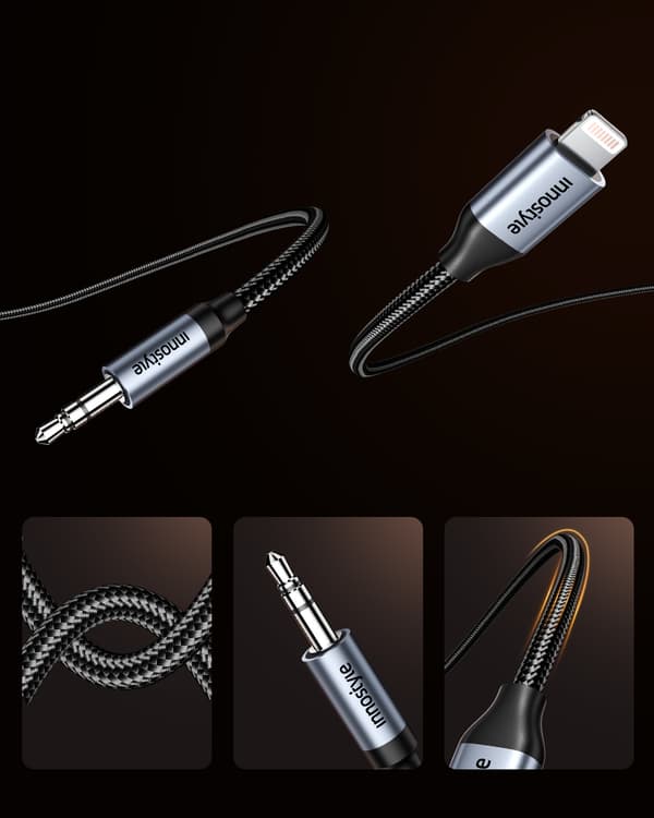 INNOSTYLE AUX-KABEL FÖR IPHONE LIGHTNING MINI JACK-ADAPTER 1M