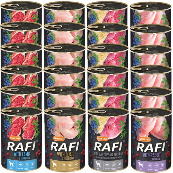 Våtfoder för hundar RAFI MIX 24x400g, olika smaker