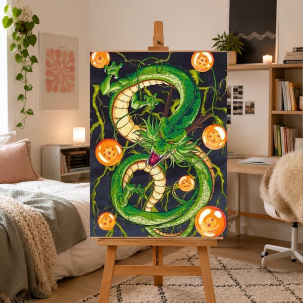 Måla efter nummer-bild med ram Dragon Ball Shenron 50x70 cm