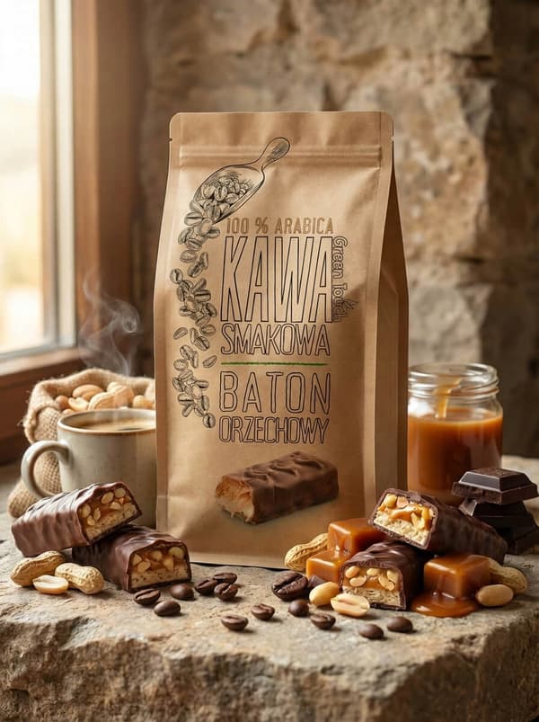 Malet smagsat kaffe Nøddebar Chokolade Karamel 1 kg Green Touch