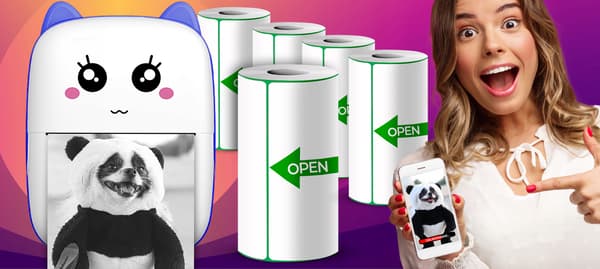 5x självhäftande termopappersrullar för miniskrivare