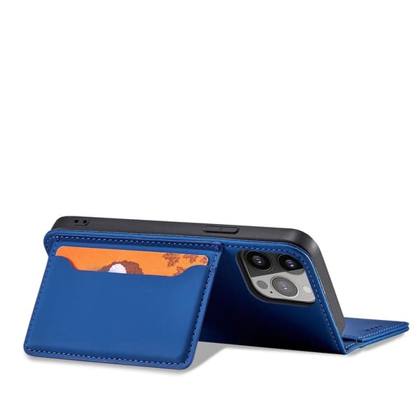 Magnet Kortcover iPhone 14 Pro Flip Pung Stand Blå