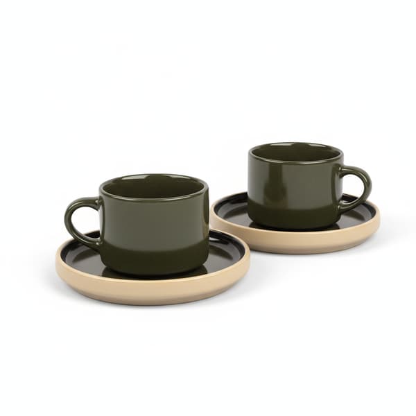 KAFFEKOPPER MED UNDERKOPPER TIL KAFFE OG TE 200 ml GRØN Ø 8,5 cm