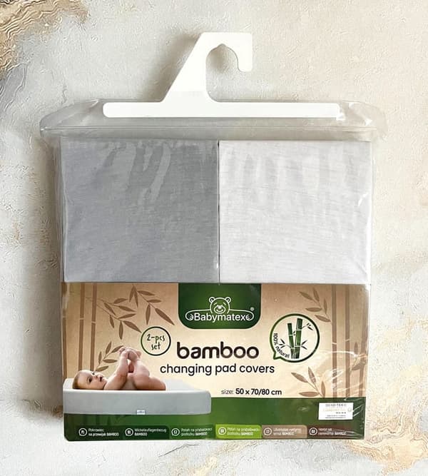 BAMBOO Skötbordsöverdrag 2-pack 50x70/80 Vit