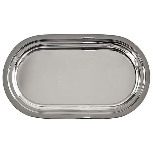 Serveringsbakke i stål oval 33,5x19,5 cm