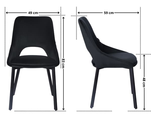 LUMO polstret lænestol, velour, sort