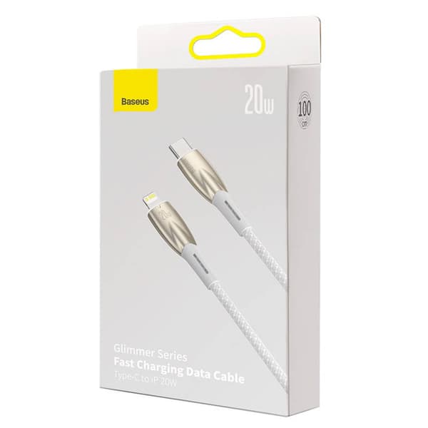 Baseus Glimmer USB-C till Lightning-kabel, 20W, 1m (Vit)