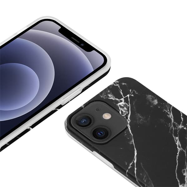 Crong Marble -kuori - iPhone 12 Mini -kotelo (musta)