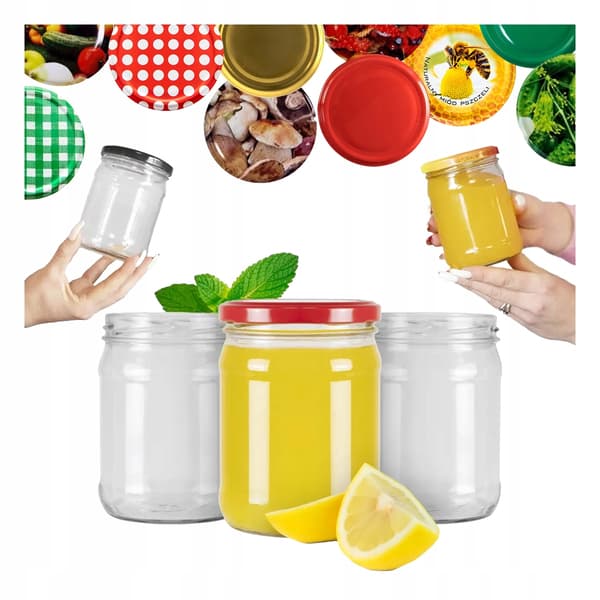 8x Lige glaskrukker 450 ml til marmelade, honning, agurker, glaskrukker