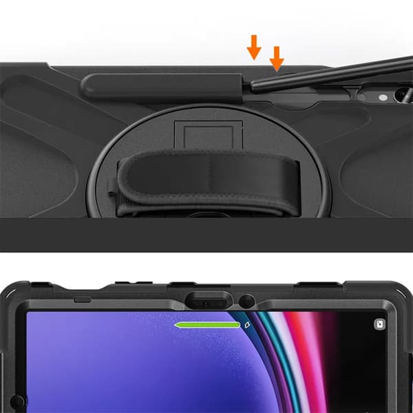 Panseretui med holder og strop til Galaxy Tab S9/ S9 FE (sort)
