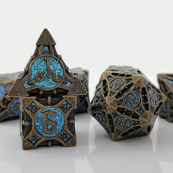 Galactic Portal RPG terningsæt med 7 metalterninger