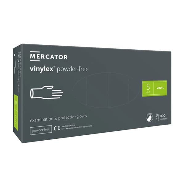 Mercator Vinylex puderfria vinylhandskar storlek S transparenta 100 st
