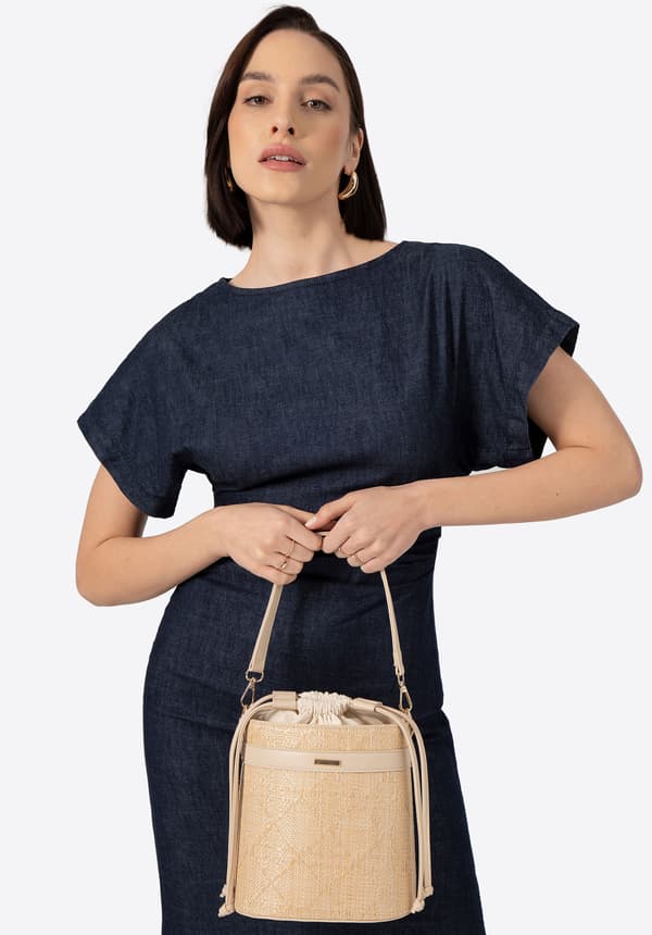 Wittchen Dame Flettet Struktur Taske, Beige, Polypropylen
