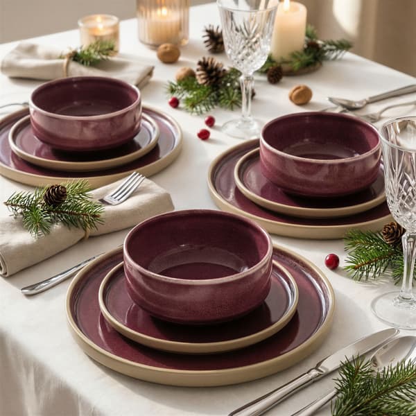 MIDDAGSSET TALLRIKAR FÖR 1 PERSON 3-DELARS STACK VIOLETT Ø15-26 cm