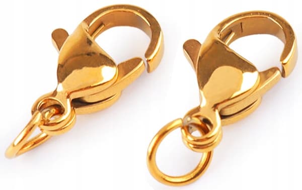 Karbinhake med förbindningslänk Rostfritt stål Guld 7x12mm 2st.