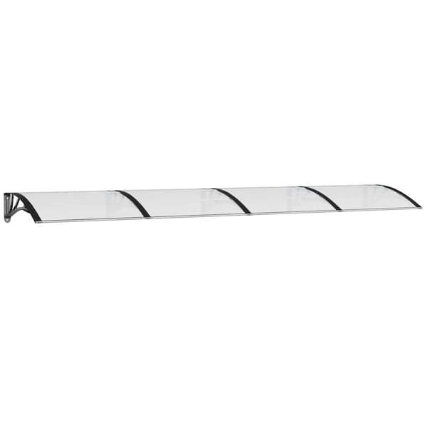 vidaXL dørmarkise sort og transparent 350x75 cm polycarbonat